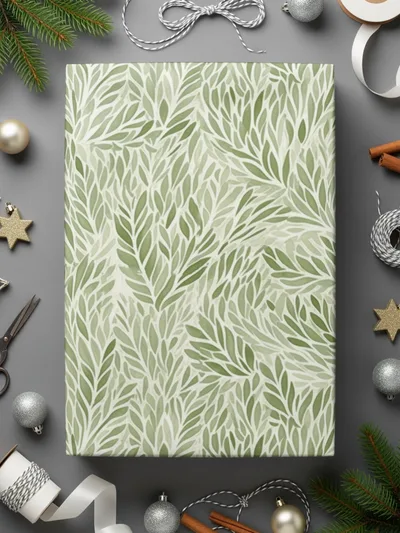 Elegant Green Foliage Patterned Wrapping Paper