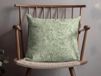 Elegant Green Leaf Patterned Decorative Pillow product