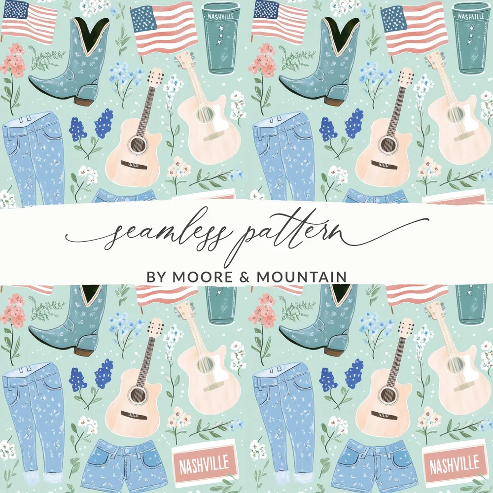 Nashville Themed Seamless Pattern for Crafting Projects