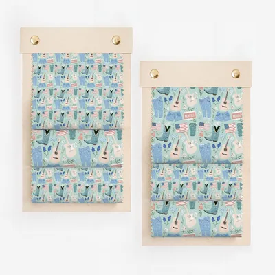 Nashville Themed Pattern with Guitars and Flags Fabric