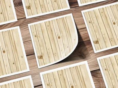 Natural Wooden Plank Design Square Coaster Set