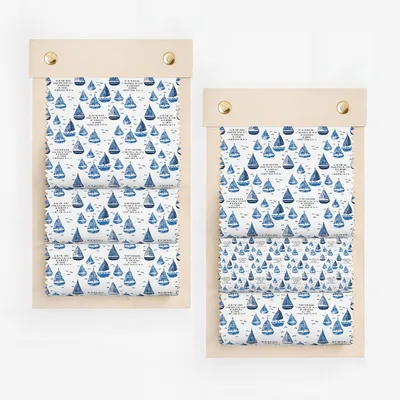 Sailboat Patterned Fabric Print in Blue and White
