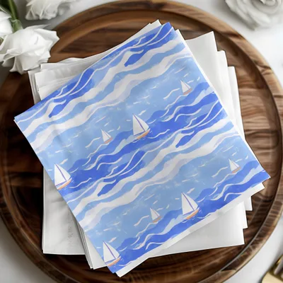 Nautical Digital Paper, Sailing Boat Pattern, Blue Sea Illustration, Seamless Texture, Scrapbook Paper, Downloadable Art, JPEG Files - Moore and Mountain