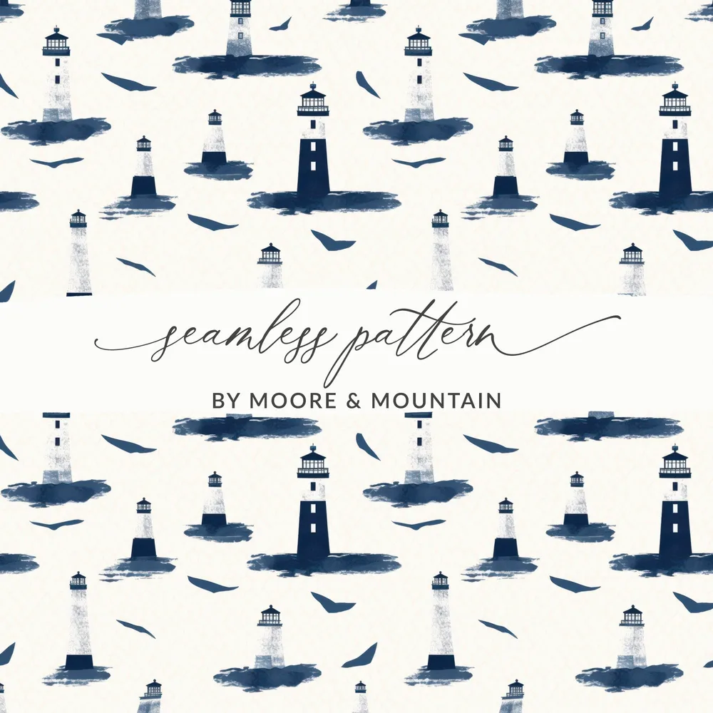 Nautical Lighthouse Seamless Pattern Decor Art Print