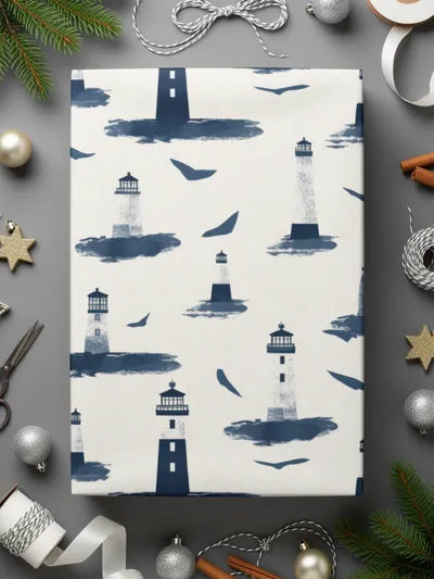 Nautical Lighthouse Printed Wrapping Paper for Gifts