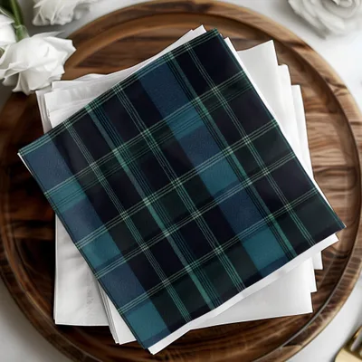 Navy Blue and Teal Classic Scottish Plaid Seamless Pattern - Moore and Mountain