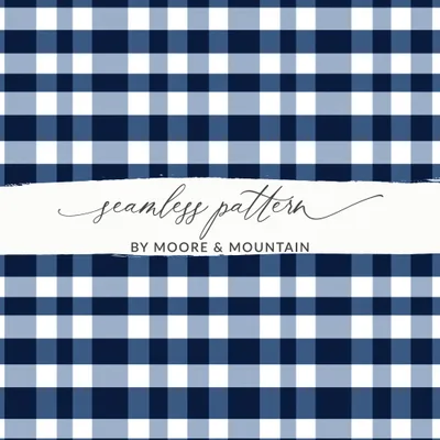Navy Blue Gingham Digital Paper, Classic Check Pattern, Buffalo Plaid Seamless Pattern