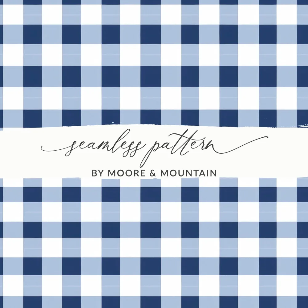 Blue and White Checkered Seamless Pattern Design