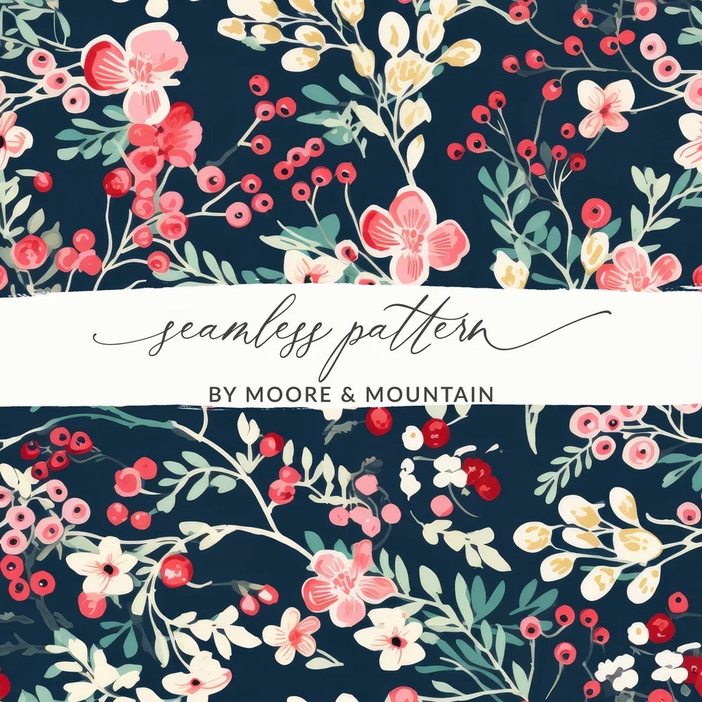 Moore Mountain Seamless Pattern Flower Art Design