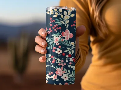 Floral Pattern Insulated Travel Tumbler for Hot or Cold Drinks