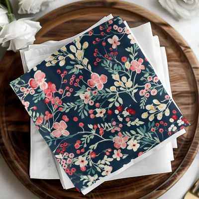 Floral Pattern Napkins with Elegant Blossoms Design