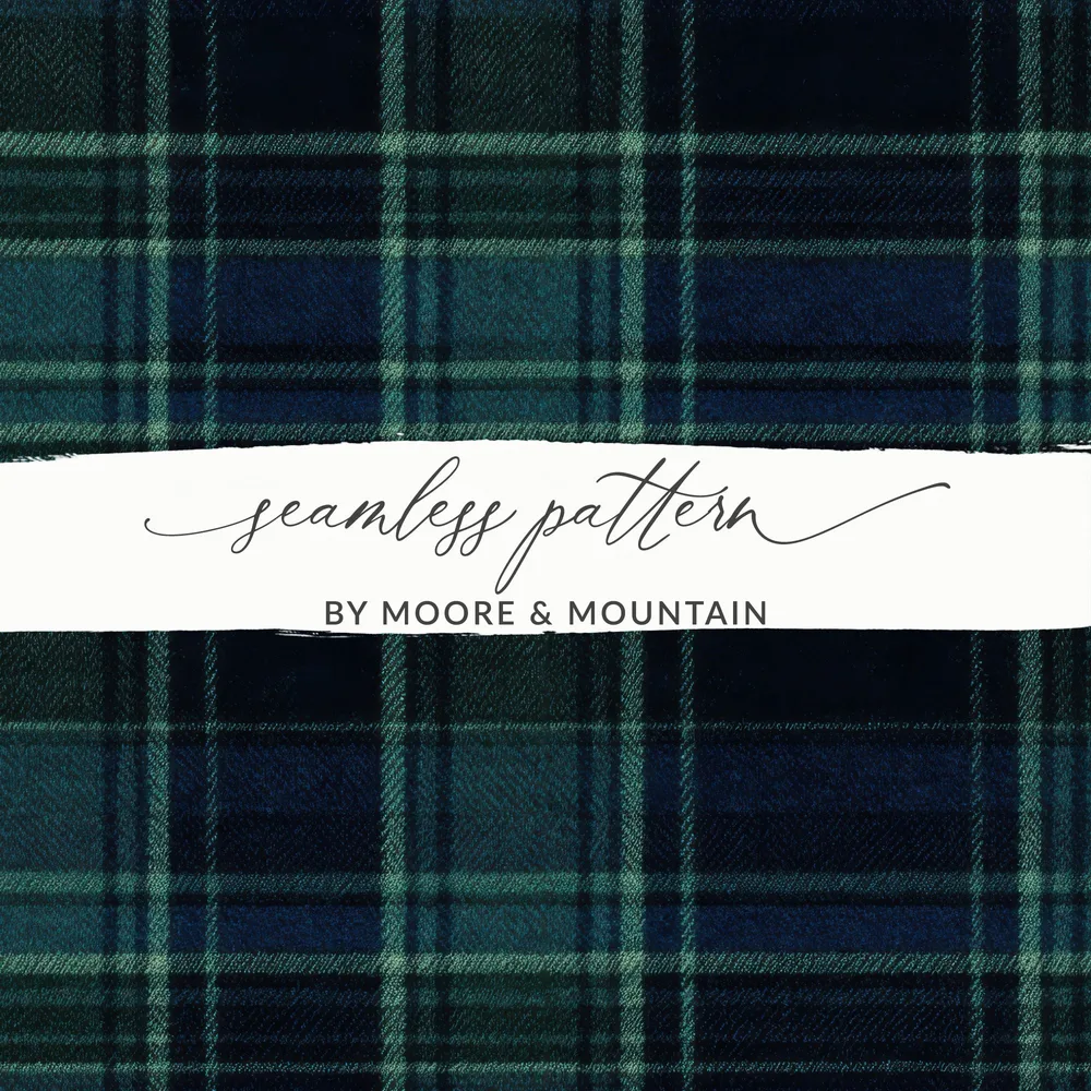 Navy Blue Teal Plaid Scottish Tartan Background Digital - Moore and Mountain