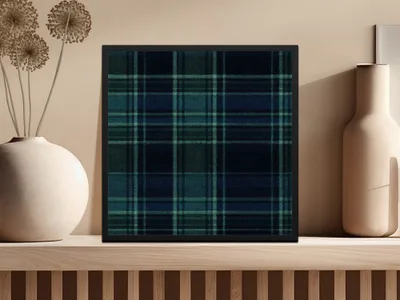 Navy Blue Teal Plaid Scottish Tartan Background Digital - Moore and Mountain