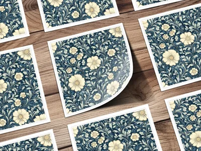 Navy Blue William Morris Seamless Pattern Digital - Moore and Mountain