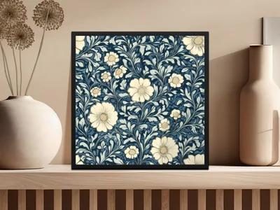 Navy Blue William Morris Seamless Pattern Digital - Moore and Mountain
