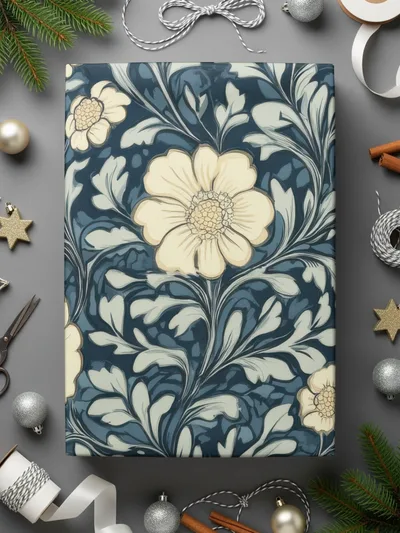 Navy Blue William Morris Seamless Pattern Digital - Moore and Mountain