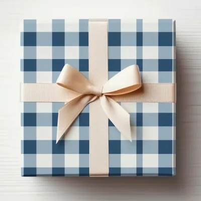 Elegant Blue Gingham Pattern Gift Box product