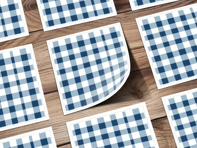 Blue and White Checkered Pattern Sticker Sheet