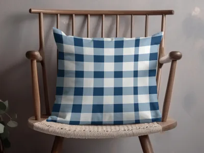 Blue and White Checkered Decorative Pillow Product