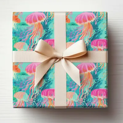 Vibrant Jellyfish Themed Gift Wrapping Paper