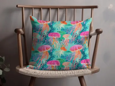 Colorful Jellyfish Print Decorative Cushion for Home Decor