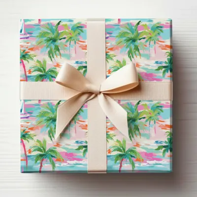 Tropical Palm Tree Patterned Gift Wrap product