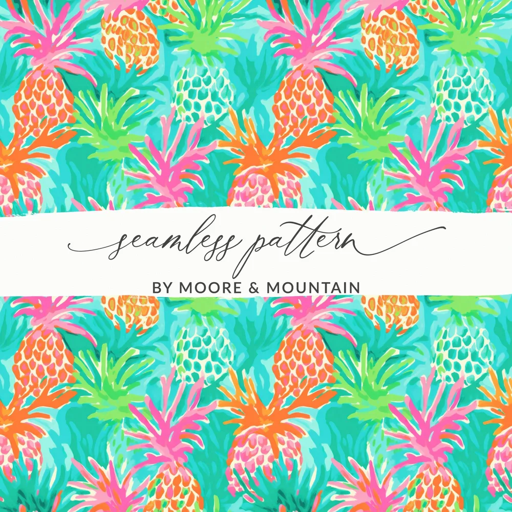 Tropical Pineapple Seamless Pattern by Moore Mountain