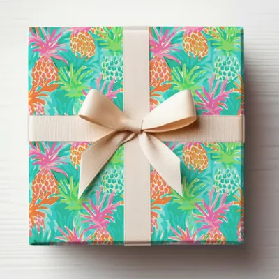 Colorful Pineapple Themed Wrapping Paper for Gifts
