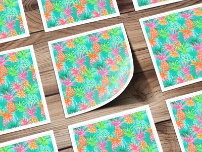 Colorful Pineapple Pattern Vinyl Sticker Sheets