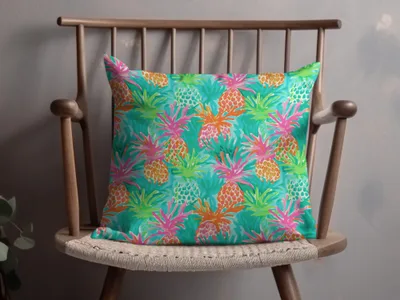 Bright Tropical Pineapple Pattern Decorative Pillow