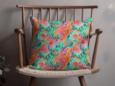 Vibrant Multicolor Floral Decorative Throw Pillow