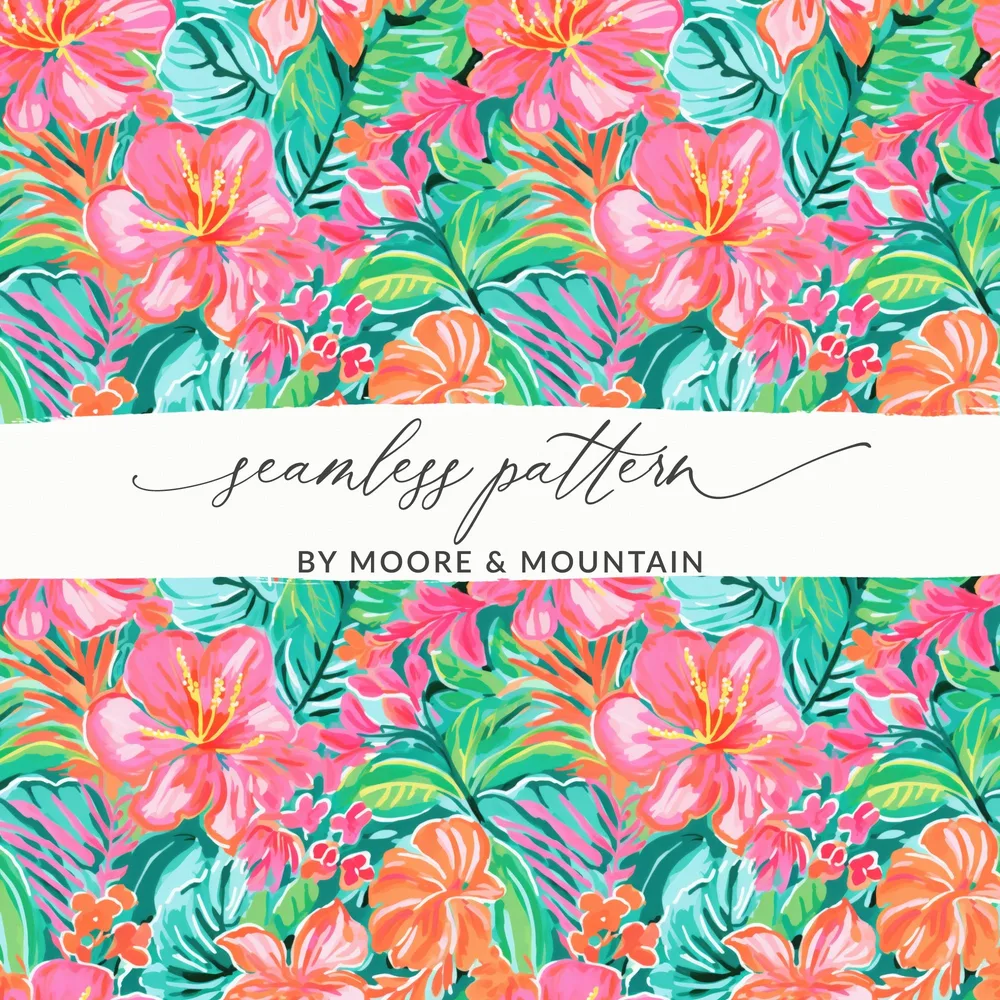 Colorful Tropical Floral Seamless Pattern by Moore & Mountain