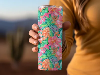 Vibrant Floral Pattern Insulated Tumbler Product