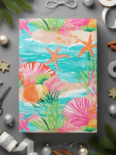Colorful Tropical Beach Themed Gift Wrap Paper