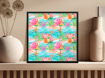 Colorful Underwater Sea Life Scene Art Print