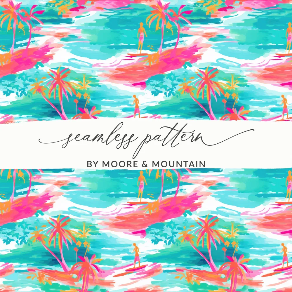 Colorful Tropical Paradise Seamless Pattern Design