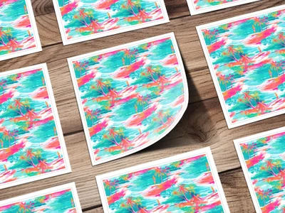 Tropical Island Sunrise Scenic Art Print Poster