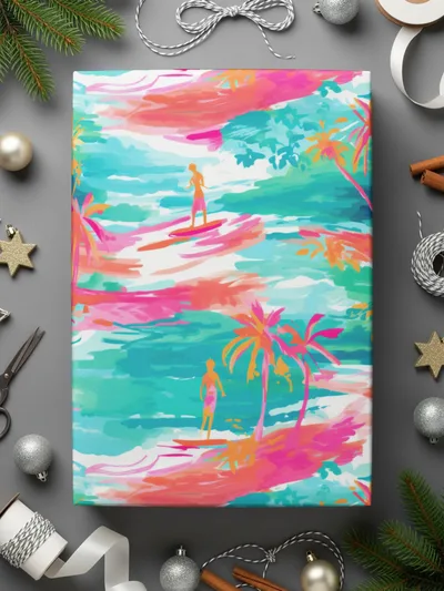 Colorful Tropical Beach Scene Wrapping Paper Product