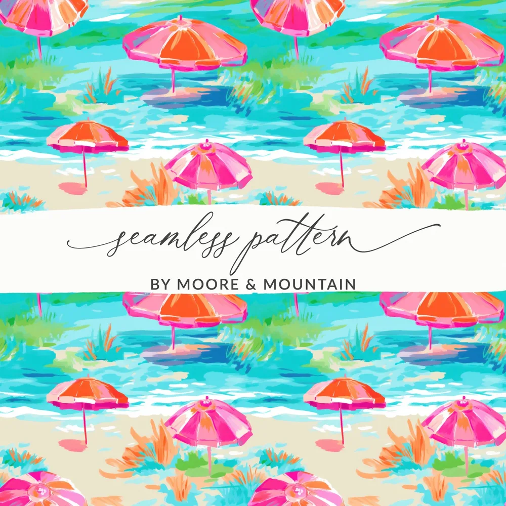 Bright Beachside Umbrella Seamless Pattern design