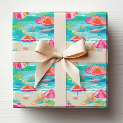 Colorful Beach Umbrella Pattern Gift Wrap Product