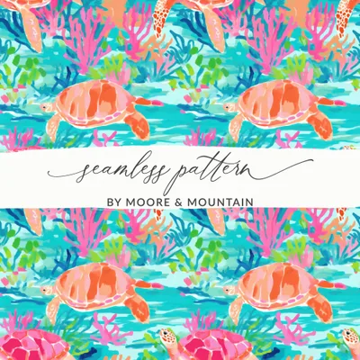 Neon Summery Turquoise Beachy Pattern Digital
