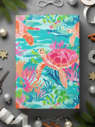 Colorful Turtle and Coral Underwater Scene Canvas