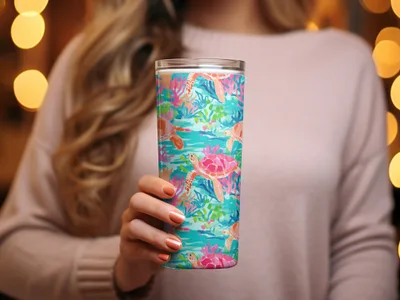 Colorful Sea Turtles Ocean Scene Insulated Tumbler