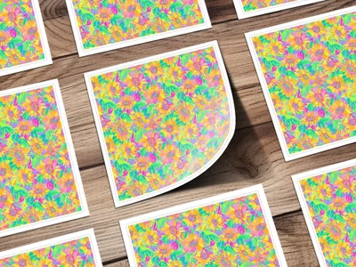 Vibrant Flower Pattern Design on White Background Sticker