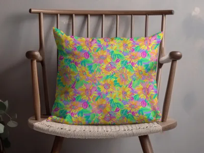 Bright Colorful Floral Pattern Decorative Pillow