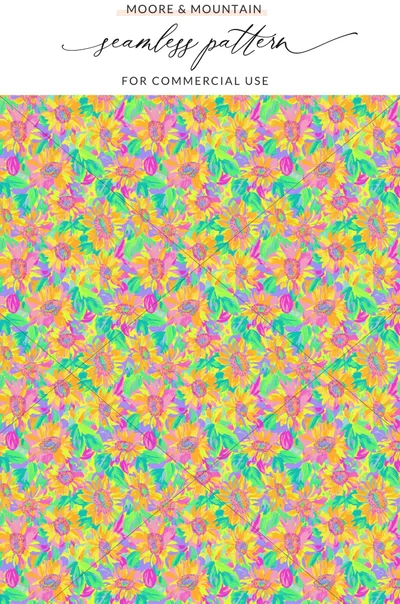 Colorful Floral Seamless Pattern for Commercial Use