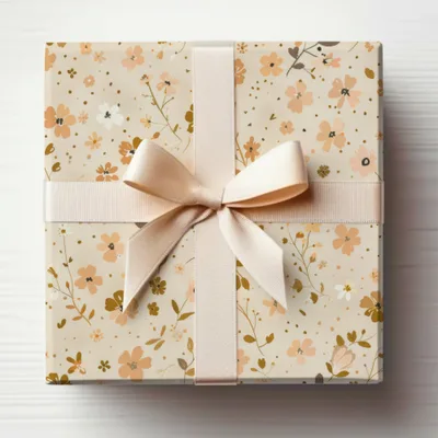 Elegant Floral Gift Box with Satin Ribbon Decoration