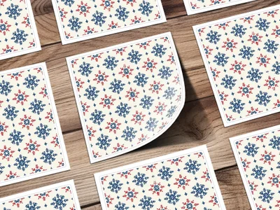 Nordic Winter Holidays Blue & Red Snowflake Pattern Digital Download | Festive Printable Wall Art - Moore and Mountain