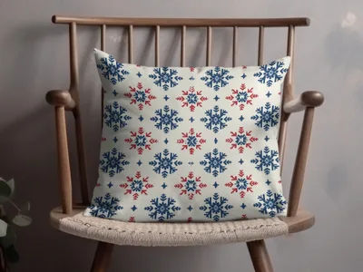 Nordic Winter Holidays Blue & Red Snowflake Pattern Digital Download | Festive Printable Wall Art - Moore and Mountain