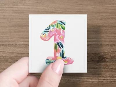 Number 1 Colorful Brushstroke SVG | First Birthday Preppy Clip Art Digital File | One Year Baby Celebration PNG Art Print | Milestone Decor
